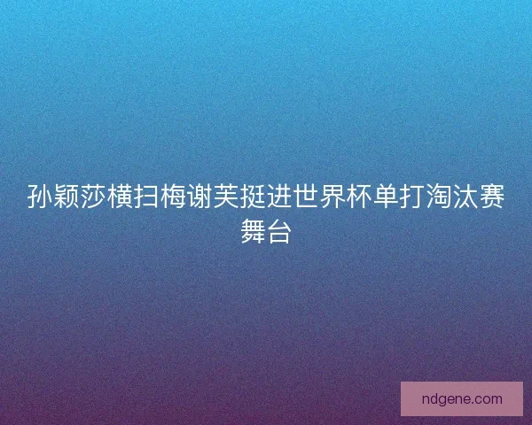孙颖莎横扫梅谢芙挺进世界杯单打淘汰赛舞台